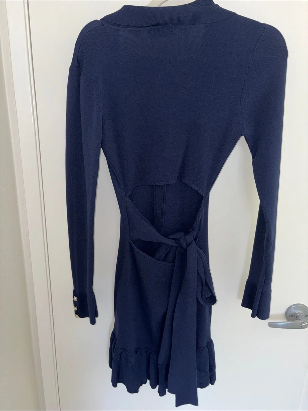 MESHKI PEREESA Navy Long-Sleeve Button Dress M NWOT - Picture 6 of 9